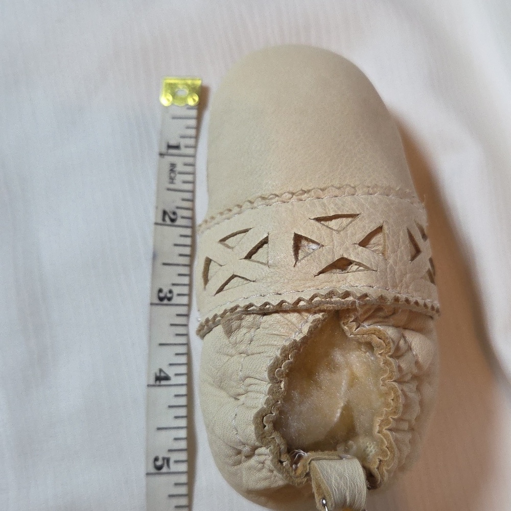 Soft Leather Baby Shoes - Cream/made Canada. - Picture 5 of 5